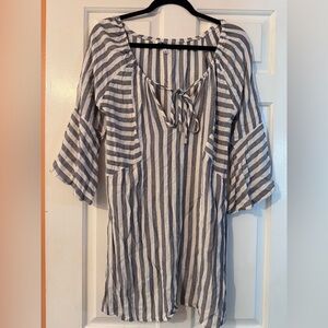 Blue Island Resort Swim Cover-Up Tunic / Beach Coverup Flare Sleeves Size Small